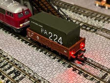 Spur N -Niederbordwagen - US Militär Container-Micro LED Schlusslicht- Roco