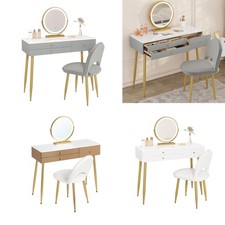 WOLTU Schminktisch Kosmetiktisch mit LED Beleuchtung Spiegel Schubladen Hocker