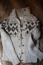 Strickjacke Damen H&M LOGG Größe M Grau Norwegermuster