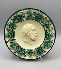 Majolika Keramik Teller Antik Alt Rarität Eichel Kranz Gesicht Kopf