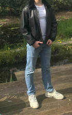 TOP GUN AVIREX Cockpit Bomber Flieger Lederacke M Black US Army Flight Type B-15