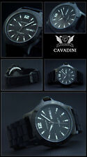 CAVADINI Fliegeruhr Tag-Datum Herrenuhr Edelstahl schwarz gut lesbar CV-3962