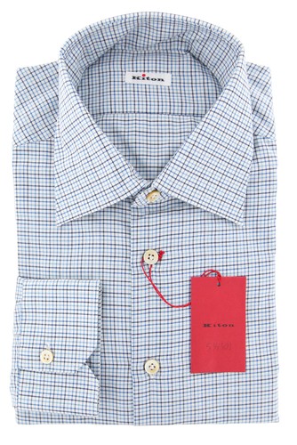 Kiton hellblau mikro check - kiton, mikro-check