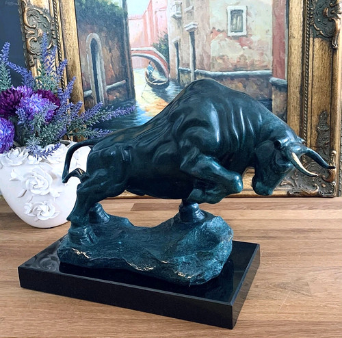 Bronzefigur stier skulptur - bronzefigur,