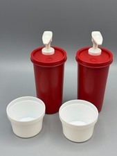 2x Tupperware vintage Ketchup spender Dosierflasche rot weiß