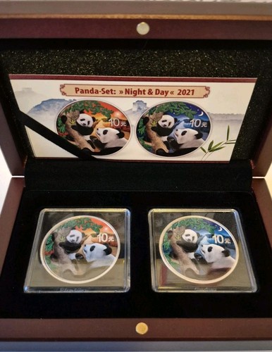Silbermünzen panda night - panda,