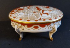 Schöne Porzellan Deckeldose Rosenthal Dekor Rot Drachendekor auf Füßen