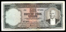 Türkei 500 Lira 1930 (1959) Banknote Kemal Atatürk Papiergeld Sammlung