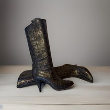 SALMASO Vintage Stiefel 38,5 Vollleder MetallicSchwarzbunt sehr gut Iralien