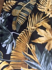 Baumwollstoff Blätter Schwarz