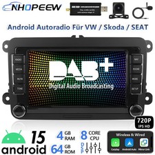 DAB+ 8Core 4+64G Android Carplay Radio Für VW Golf 5 6 Polo T5 Touran Passat GPS