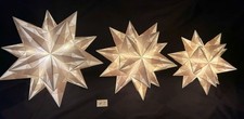 3 Stück silberne Bascetta Sterne /Origami-Stern LED-Beleuchtung / 3 Größen # 9