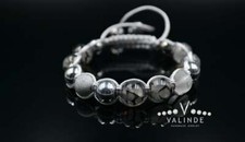 Damen Edelstein Mantra Armband Quarz Achat Hämatit Armreif Bracelet Makramee