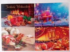 3 D Ansichtskarte Weihnachten Postkarte Wackelkarte Hologrammkarte Kerzen Gläser