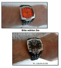Police Herren Armbanduhr: fettes Armband mit Nieten, wahlweise schwarz o. orange