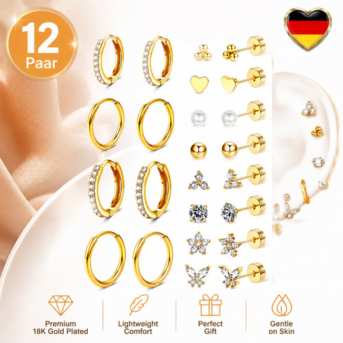 Ohrringe set gold 18k - ohrringe,