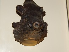 kunstvolle Applikation Messing Bronze Kopf vom Keiler Wildschwein top Rarität