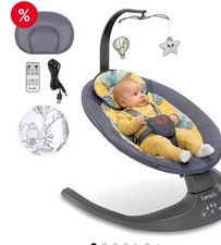 Babywippe RALF Babyschaukel Elektrisch mit Fernbedienung Musik Spielbogen Grau 3