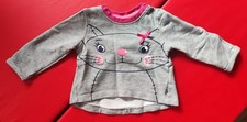 Baby-Kleidung – Pullover – Größe 74 – Grau - Pink – Katze – Liegelind – Langarm