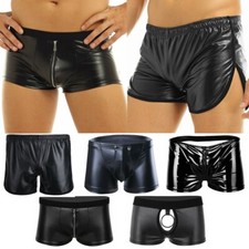 Herren Wetlook Lackleder Boxer Slip Shorts Unterhose Dessous Reizwäsche glänzend
