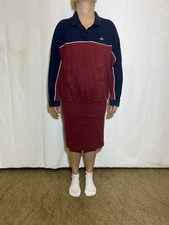 Lacoste Polokleid Maxikleid Kleid Pulloverkleid Blau Rot Gr XL 44