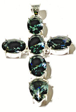 A L E X A N D R I T E  EDELSTEIN HANDGEFERTIGT 925 STERLINGSILBER KREUZANHÄNGER