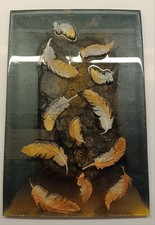 Fallende Federn Neu Handarbeit Epoxid Rahmung 40 x 30 cm Platte 30 x 20 cm