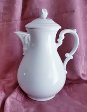 Hutschenreuther 1814 Maria Theresia Kaffeekanne mit Deckel weiß neuwertig