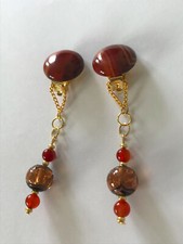 Ohrclips/Cabochon Achat 20mm/ Lampworkperlen/kleine Achatperlen/6cm/AUSVERKAUF