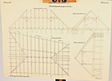 Coburg Baukonstruktion Dachstuhl Studie Ansicht SchnittZeichnung SchubertD114