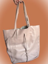 Tasche Einkaufstasche aus LEDER-Bindeverschluß,Innentasche verschließbar-37x40cm