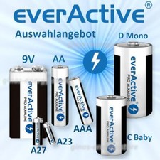 everActive Batterien und Akkus Größen Mignon Micro Baby Mono 9V A23 A27 AA AAA C
