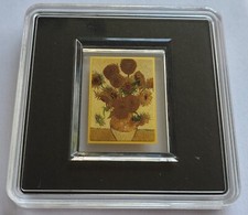 VINCENT VAN GOGH / SONNENBLUMEN - 999 GOLD - GOLDBARREN - GOLDMÜNZE - KOLORIERT