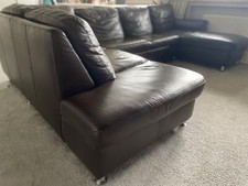 LederCouch U-Form mit Schlaffunktion feines Rindsleder