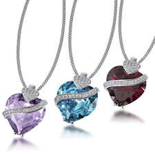 Goldmaid Kette Halskette 925er Silber Anhänger Herz aquamarin granatrot amethyst