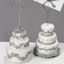 Platzkarte 2er Set Kartenhalter Menuekarte Hochzeitstorte Hochzeit weiß 12cm