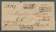 Altdtl (Preußen), 1864, Beuthen OS., Paketbegleitbrief, AKS Myslowitz, Siegel