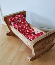 Puppenwiege - Puppenbett - Massivholz 53cm - Handarbeit -Puppenzubehör