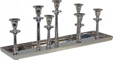 Leuchter 7er/5er Tablett L61cm silber-Antik XXL Metall, Lilie, Hirsch, Kerzenpin