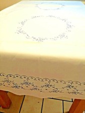 Blaudruck Tischdecke alt Luxemburg Damast 130 x 220 cm  neu textile Kunst