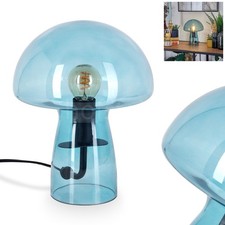 HOFSTEIN Alba Tischlampe Wohnzimmer Tischleuchte aus Metall/Glas in Schwarz/Blau