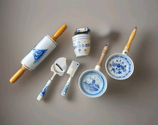 Antike Deko Keramik Delft, Blau Weiss, Konvolut