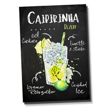 Schild Caipirinha Caipi Cocktail Rezept Bar Party Keller Deko Türschild Hinweiss