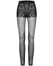Punk Rave Damen Gothic Cyberpunk Leggings transparent schwarz Schlange Totenkopf Muster Print