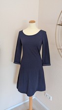 Yessica C&A Herbst WinterKleid Marine Blau Punkte 3/4 Arm Rückenfrei Größe 34 XS