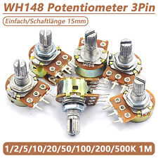 Poti Dreh Potentiometer linear 1/2/5/10/20/50/100/200/500K 1M Ohm Mono Stereo