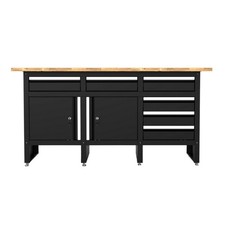 Werkbank mit Schubladen, Türen & Arbeitsplatte | Werktisch, Werkstatt