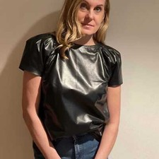 von Hohenstein Lederbluse LANA schwarz sexy Handmade in Germany 100% Leder