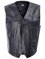Elegante Herren Business Lederweste Leder Weste Schwarz Biker Grösse XL