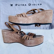 PETRA DIELER Plateau-Sandalen Damen Gr. 37 Wildleder hellbraun